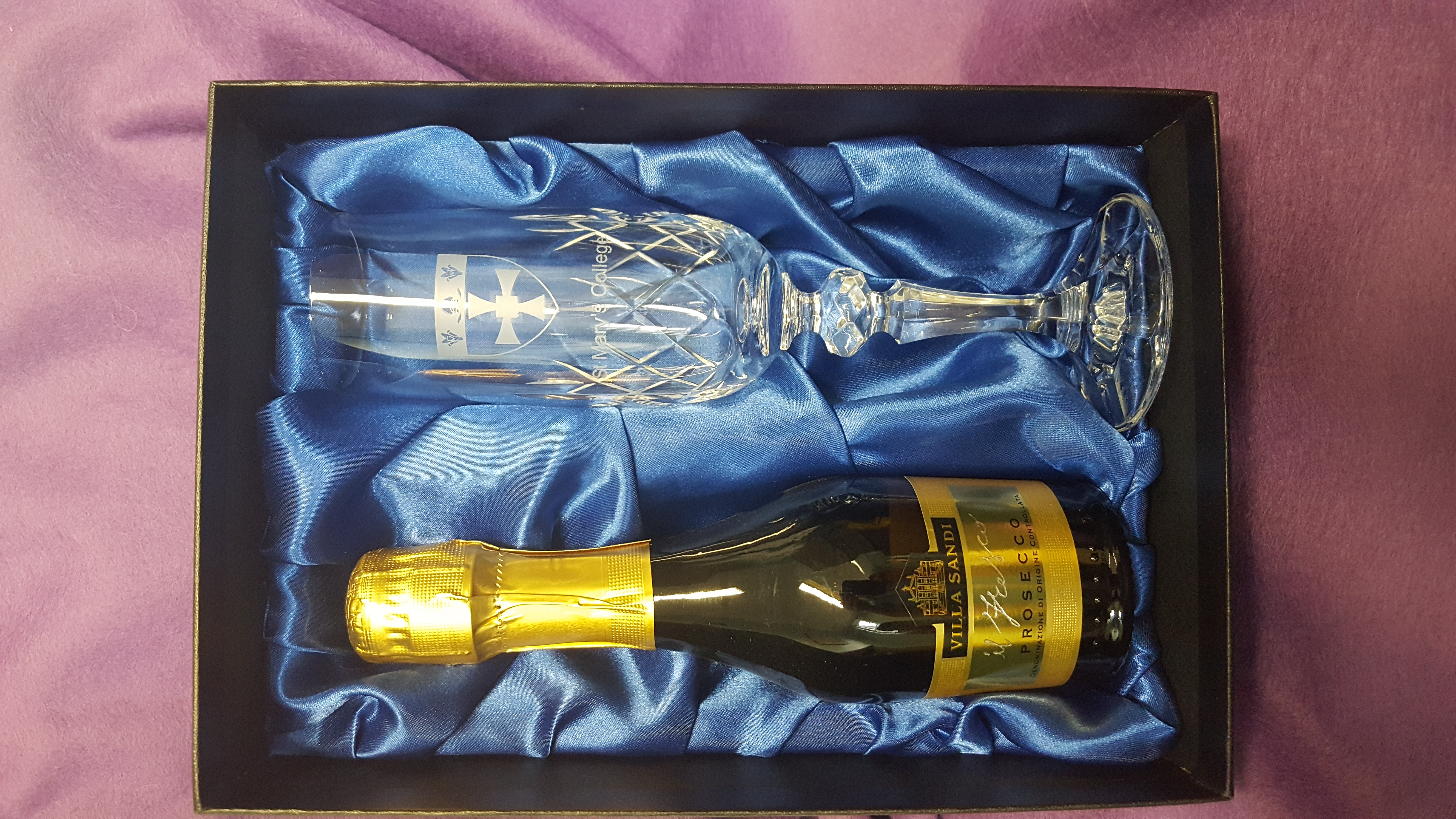 St Mary's Crystal Engraved Champagne Glass & Prosecco Gift Set